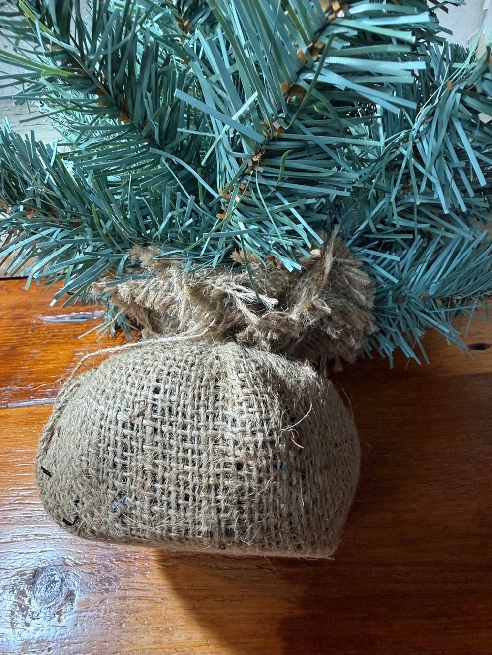 🌲 Blue Spruce 15” Faux Tabletop Tree with Burlap Base - Home Holiday